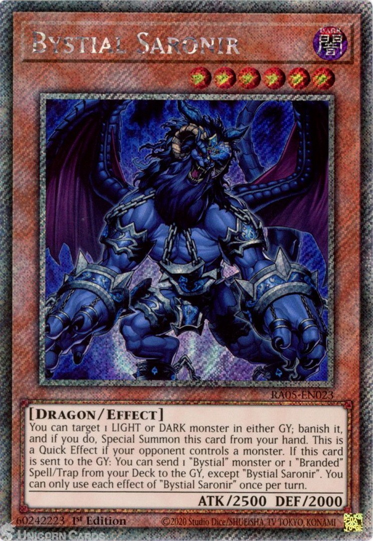 RA05-EN023 Bystial Saronir : Platinum Secret Rare 1st Edition Mint YuGiOh Card