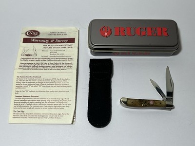 NIB RUGER x CASE #6220 SS 2014 USA Jigged Bone Peanut Pocket Knife NEVER USED