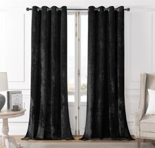 Crushed Velvet Curtains 52x96 inch Luxurious 52"W x 96"L Pack of 2 Black