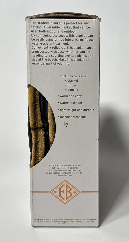 NUEVA Manta Eddie Bauer Home Azul Marino a Cuadros Estadio 50x60 Exterior Camping Foto 3 de 3