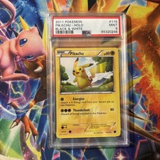 PSA 9 come nuovo Pikachu 115/114 Pokemon 2011 bianco e nero set base Holo Secret raro