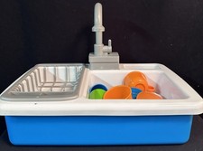 Pretend Play Kitchen Sink Real Water Play Dishes Dryihng Rack
