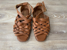 OFFICE Sandals Strappy Gladiator Brown Real Leather Flats UK 5