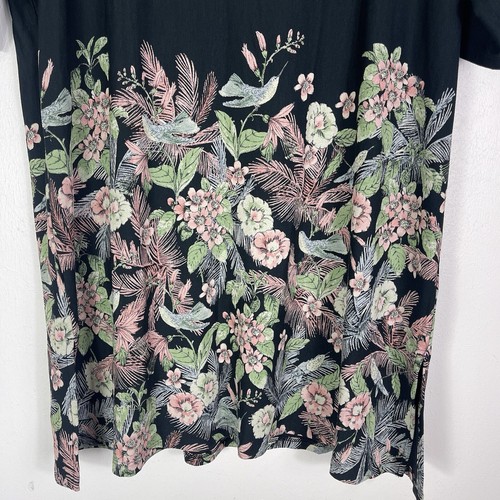 J. Jill Wearever Black Floral Tunic Top Small Boho Hippie Stretchy Prairiecore - Picture 2 of 10