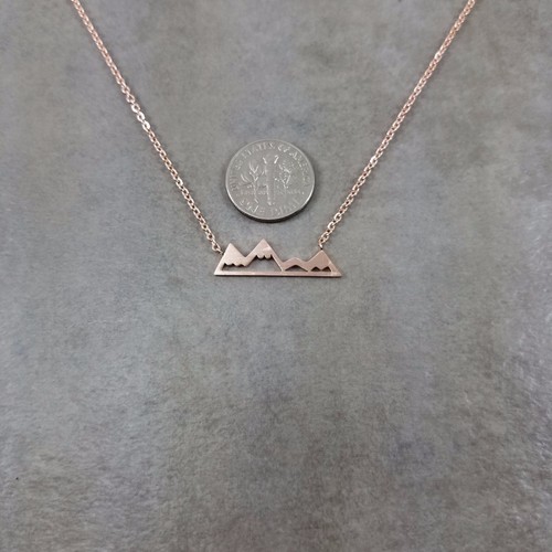 Mountain Ridgeline ROSE GOLD Plated Necklace Nature Choker Jewelry Nature Rocks - Picture 4 of 6