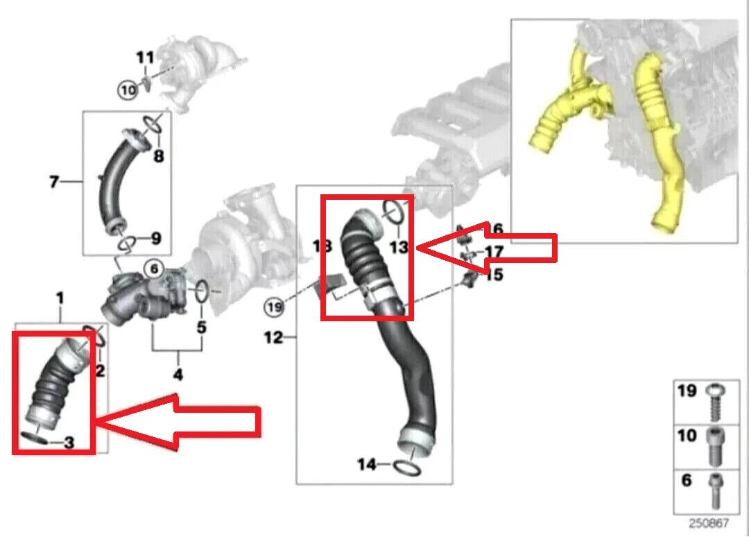 Ladeluftschlauch SET für BMW E70 X5 3.0sd xDrive35d E71 E72 X6 xDrive35d 286 PS - Bild 11 von 11