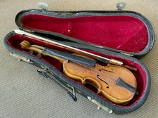 Miniature Violin with Case Doll House DollHouse Wood Black Case Bow Darling