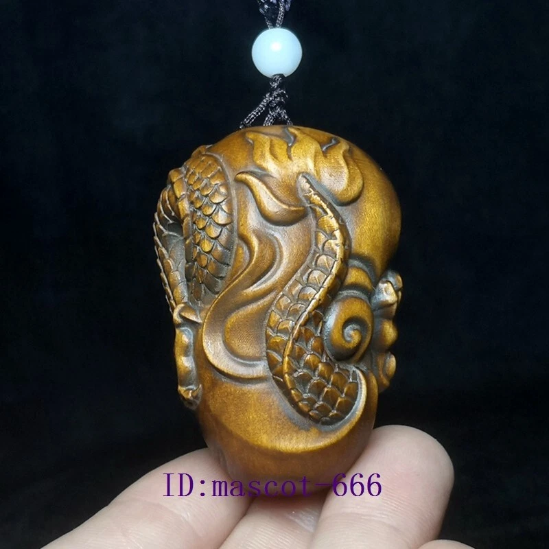 Estatua de dragón largo tallada a mano de boj japonés adorno antiguo regalo coleccionable Foto 4 de 4