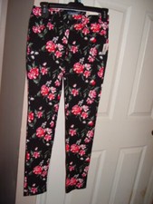 Old Navy Black Floral Rock Star Jeggings Pants Size 12