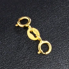 Pure 18K Yellow Rose White Gold Double Spring Clasp / For Bracelet or Necklace