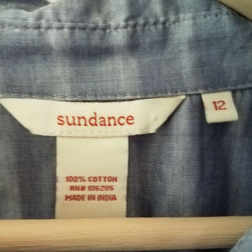 Blusa azul para mujer SUNDANCE con cuello abotonado talla 12 - Imagen 3 de 7