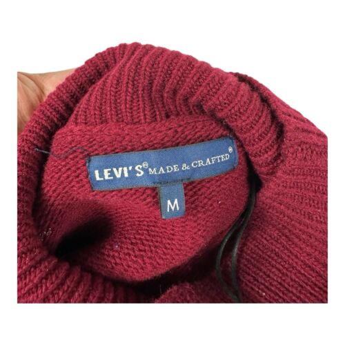 Levi Made & Crafted Pure Wool Knit Maroon Colorblock Turtleneck Size M NWT 250$ - Picture 3 of 8