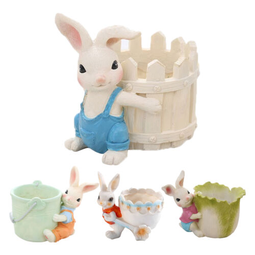 Rabbit Plant Flower Pots Cartoon Easter Resin Weatherproof Free-Standing Planter