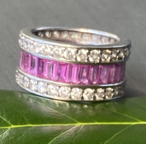 Vintage Ring Sterling Silver Pink Sapphire Estate Fine Jewelry Michael Valitutti - Picture 12 of 23