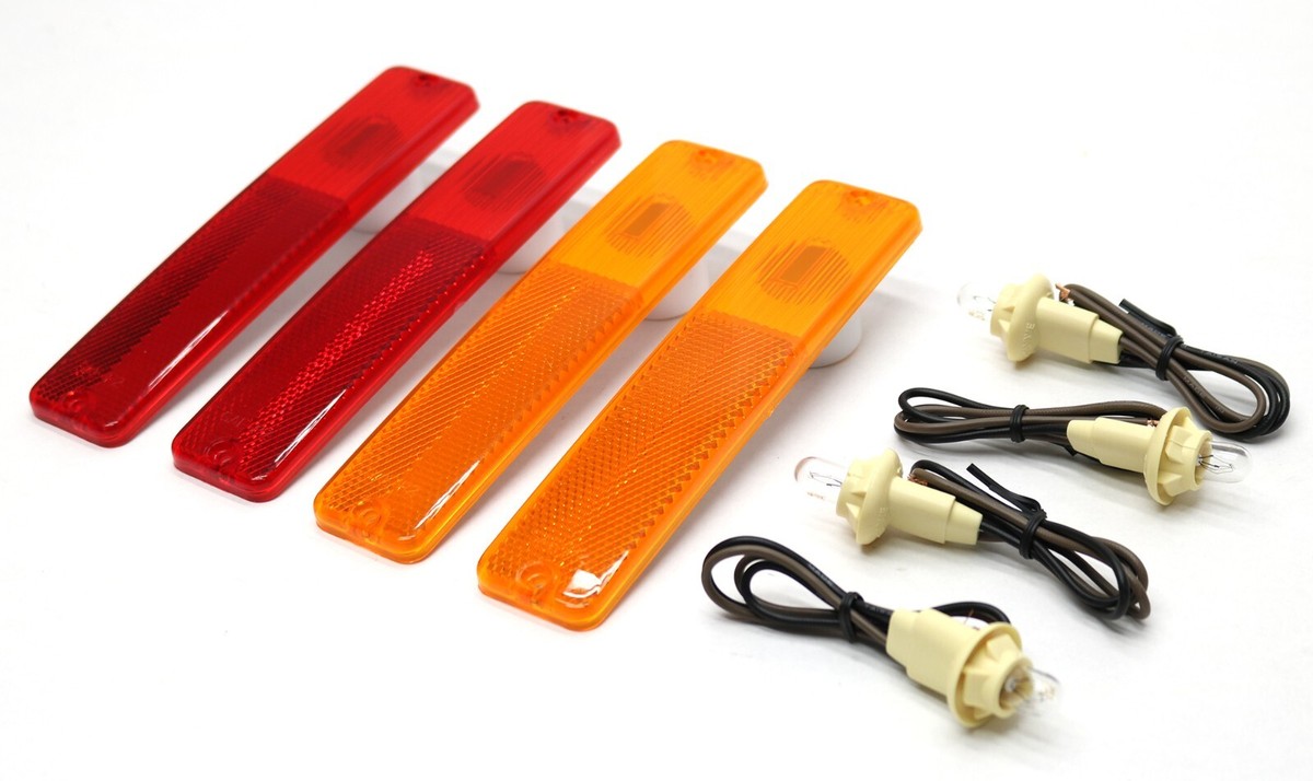 New 8-PC Front & Rear Side Marker Lamp & Pigtail Socket Set