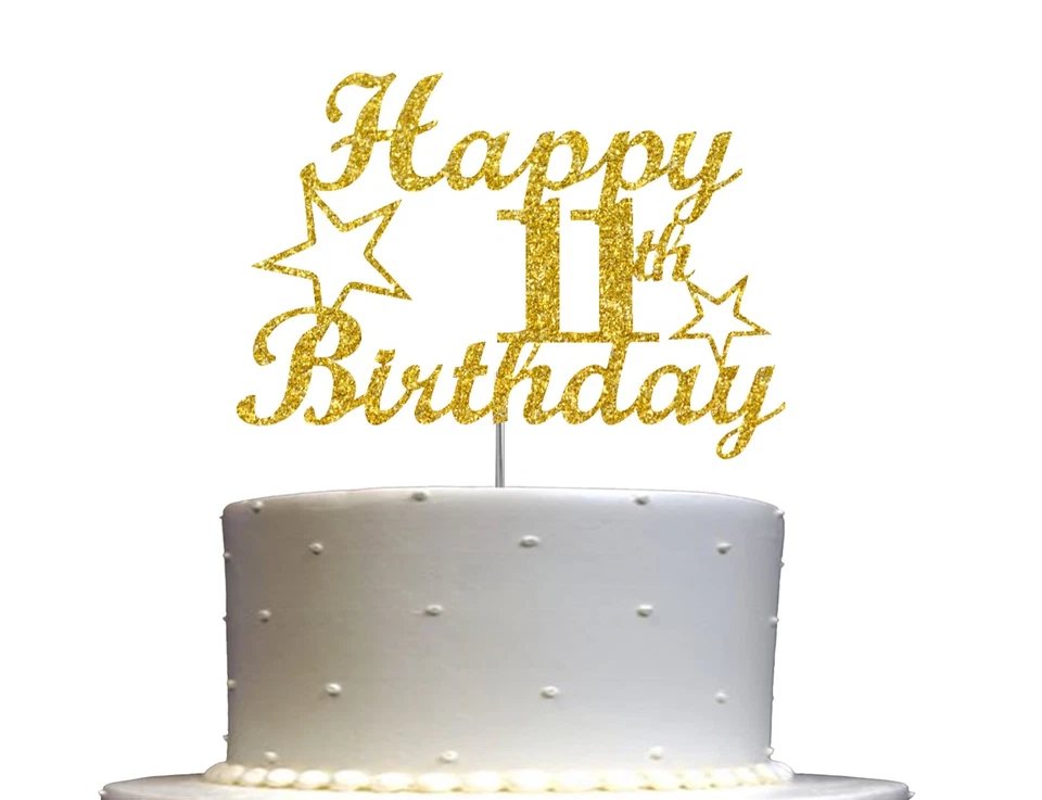 Decoraciones de cumpleaños 11º cumpleaños adorno de pastel (20 COLORES doble brillo lateral) Foto 4 de 4