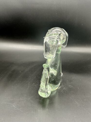 Vintage Murano Style Paper Weight Glass Dog 6" Clear w/ Bone - Picture 7 of 8