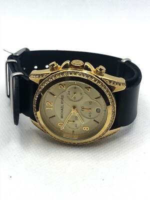Michael Kors MK5166 Unisex Black Leather Analog Di Michael Kors MK5166 Women main image 4