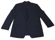 Hickey Freeman Loro Piana Super 130s Wool Pinstripe Blazer Navy Blue Men's 46R