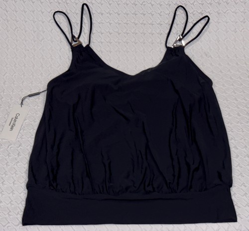 CALVIN KLEIN Blouson Double Strap Black Tankini Swim Top NEW Womens Sz XS S M L - Picture 7 of 13