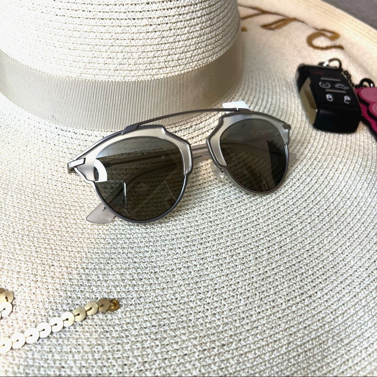 NEW Dior Silver Sunglasses Dior Bow R1U Gray Oval Sunglasses | DIOR main image 4