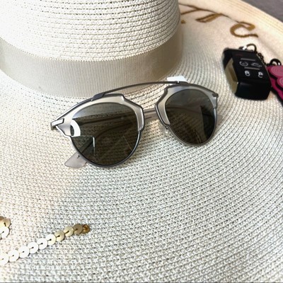 Dior Silver Sunglasses w/ Reflective Lenses & Frosted Frames  display picture 1