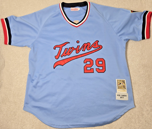 Rod Carew jersey XL Mitchell & ness Minnesota twins #29 Blue 1977 throwback USA - Picture 2 of 17