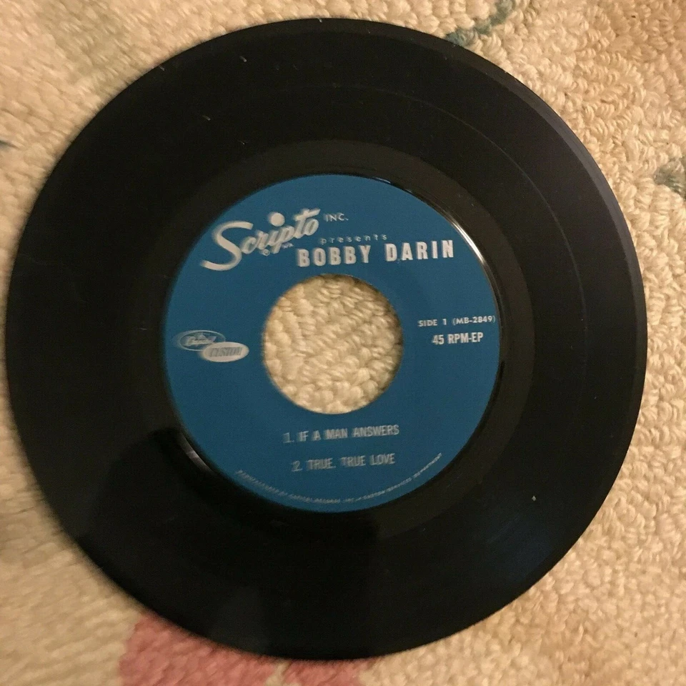 7" Record Bobby Darin Scripto Promotional If A Man Answers True True Love 45 RPM - Image 3 of 4