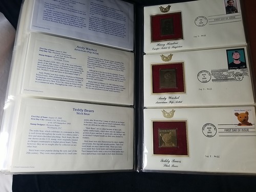 Set of 75 First Day Covers with 22kt Gold Replica Stamps Binder 2 2001 - 8 2002 - Picture 12 of 13