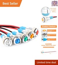 Energy Saving Chrome Plated 12mm LED Panel Mount Indicator Lights - 5 Colors