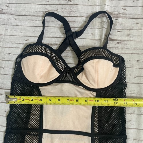 Coquette Damen Body Teddy Dessous schwarz beige Größe M Netz Bügel - Bild 2 von 11