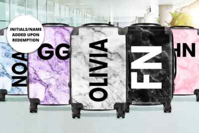 Personalised Name Initials Marble Design Large Size Suitcase