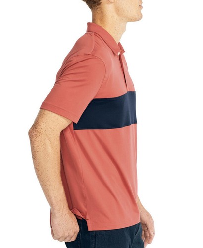 Nautica Mens Size Medium Polo Short Sleeve Shirt Cardinal Color Block Wicking - Picture 4 of 6