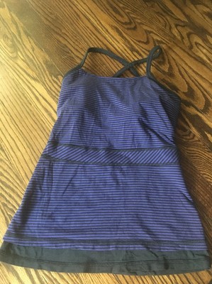 Nancy Rose Performance Support Tank, Size 4, Black/Purple.  Yoga/Pilates/Barre