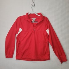 EUC Women's Sz L NIKE GOLF FIT STORM Hot Pink Pull On Windbreaker Embroider LOGO