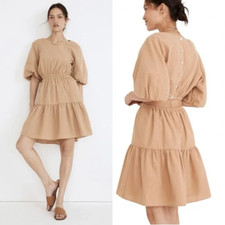 Madewell Seersucker Puff Short Sleeve Cutout Mini Dress Size XL Womens