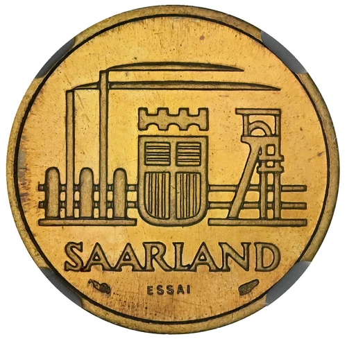 SAARLAND 20 Franken 1954 Pattern ESSAI NGC MS65 Mtg. 1,100