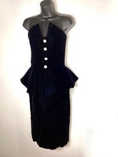 Iconic Vintage 80s Victor Costa Strapless Peplum Evening Gown Dress SZ M