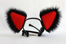 BLACK  RED furry kitty cat EARS wolf fox NECOMIMI COVERS ONLY cosplay anime