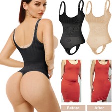Shapewear Bodysuit Thongs Tummy Control Open Bust Unseamed Women Body Shaper US