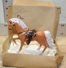Vintage Painted Cast Metal Palomino Horses Figure made in Japan