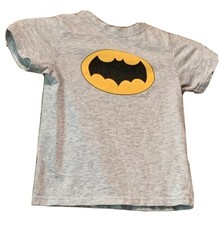 Batman T Shirt Boys Size 4 Batman Tshirt Gray With Yellow/black Logo E430