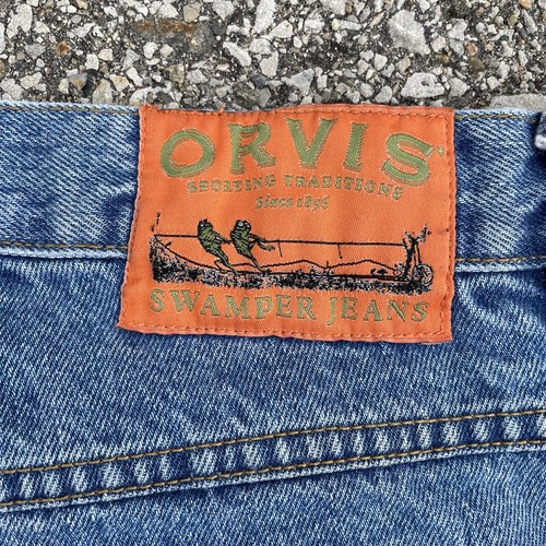 VTG Orvis Swamper Jeans Mens 36x30 (34x30) Blue Denim 85XR Grunge Work Outdoor - Picture 15 of 18