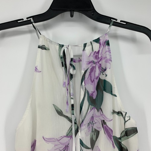 Leith Romper Womens Size Small Floral Print White Sleeveless Halter Cut Out - Picture 11 of 15