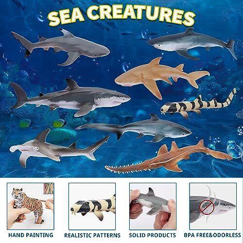 Toymany 8pcs Shark Toys Figurines, Realistic Sea Creatures Shark Toy for Kids... - Picture 2 of 6