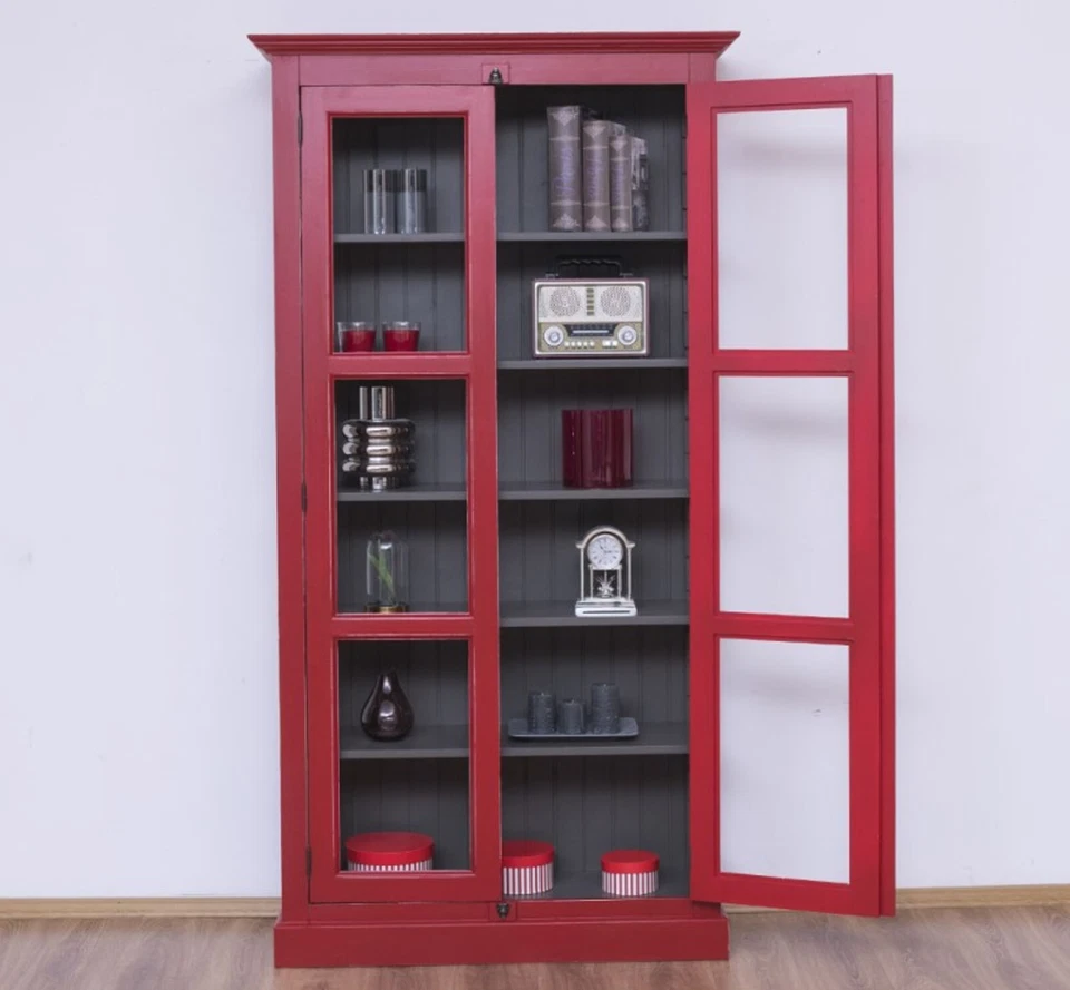 Vitrine Vitrinenschrank Schrank Regal Regalschrank schmale Vitrine Landhaus - Bild 2 von 4