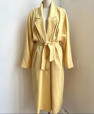 Vintage Designer Louis Feraud Yellow Belted Trench Coat, Size Uk 14, Fr 42