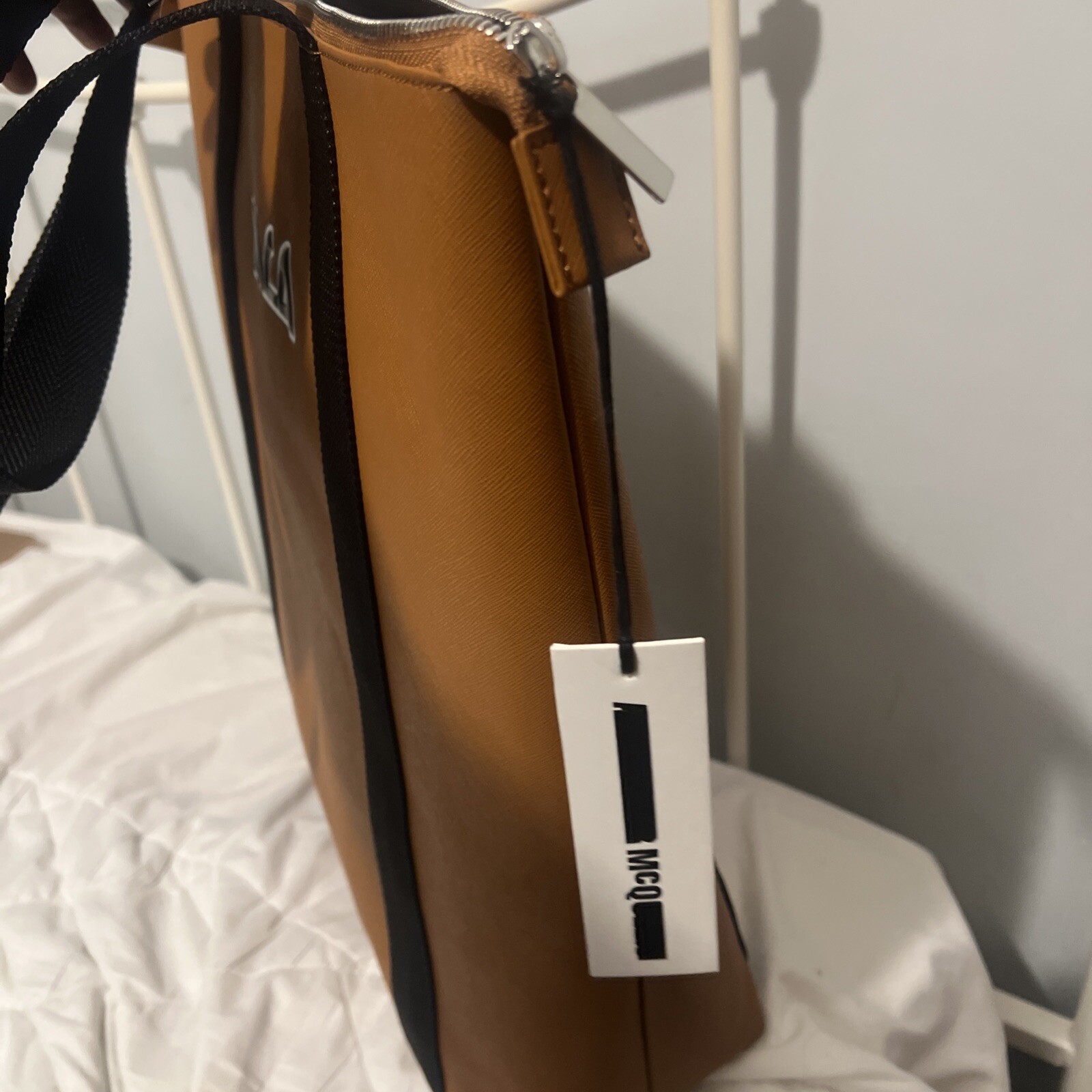 Alexander McQueen Large Tote Bag Brown Leather MCQ Logo Double Handle RRP £295 image 2