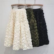 Hot Women French Flowers High Waist Fashion A-Line Skirt Street Party Dress