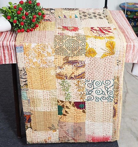 Bohemian soft kantha quilt Patchwork block blankets Queen size 108x90 inches - Picture 19 of 60